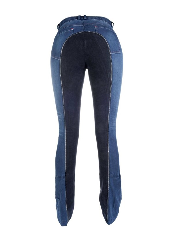 PANTALON D'EQUITATION EN JEAN DROIT AVEC FOND DE PEAU HKM