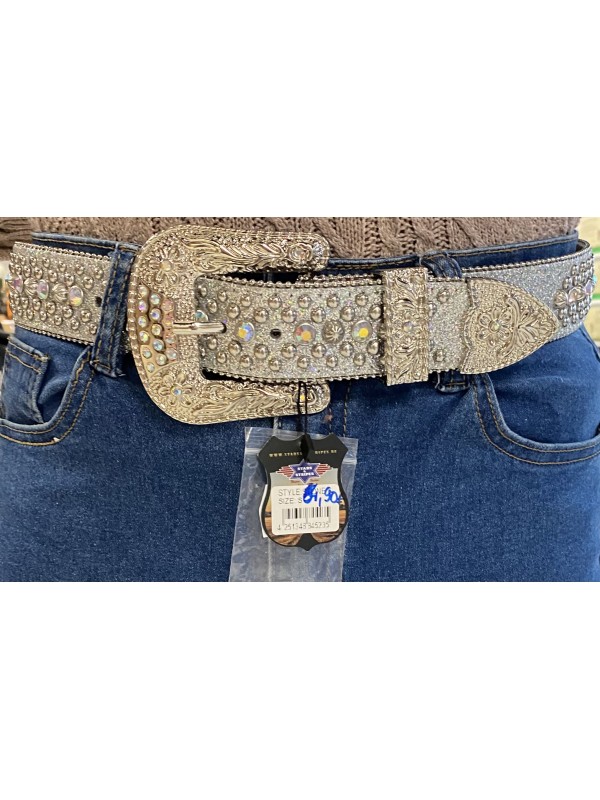 CEINTURE WESTERN POUR FEMME ARGENTE A PAILLETES