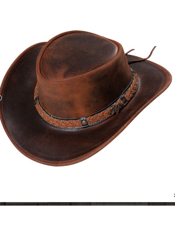 CHAPEAU EN CUIR BUCH MARRON STARS&STRIPES