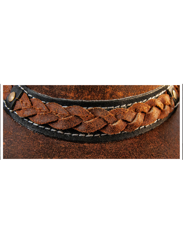 CHAPEAU EN CUIR BUCH MARRON STARS&STRIPES