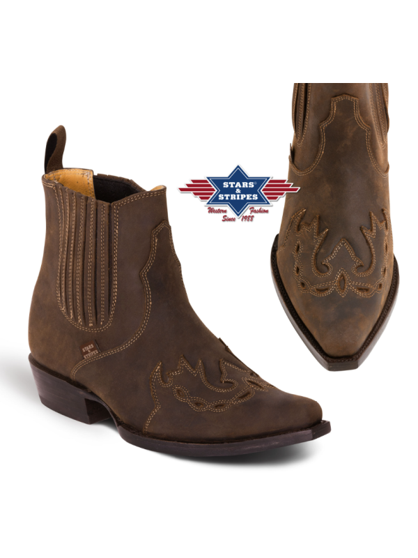 SANTIAG COURTE EN CUIR STARS&STRIPES