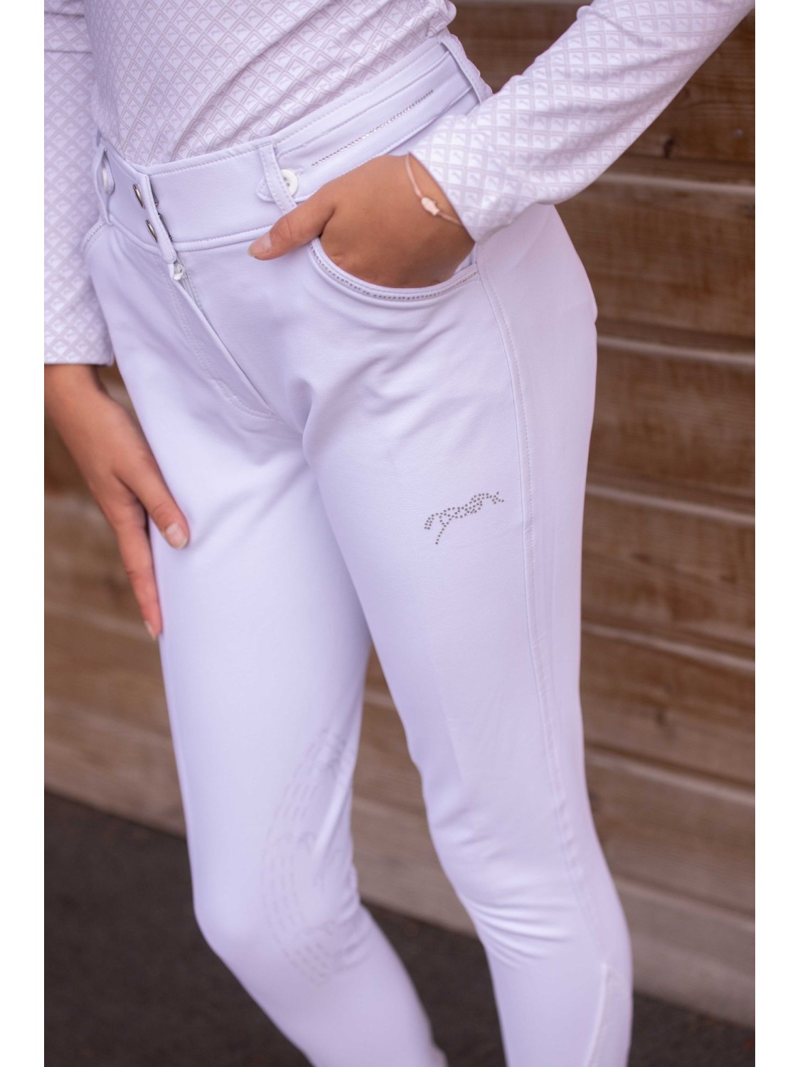PANTALON D'EQUITATION "ELEGANCE" GRIP GENOU BLANC PENELOPE