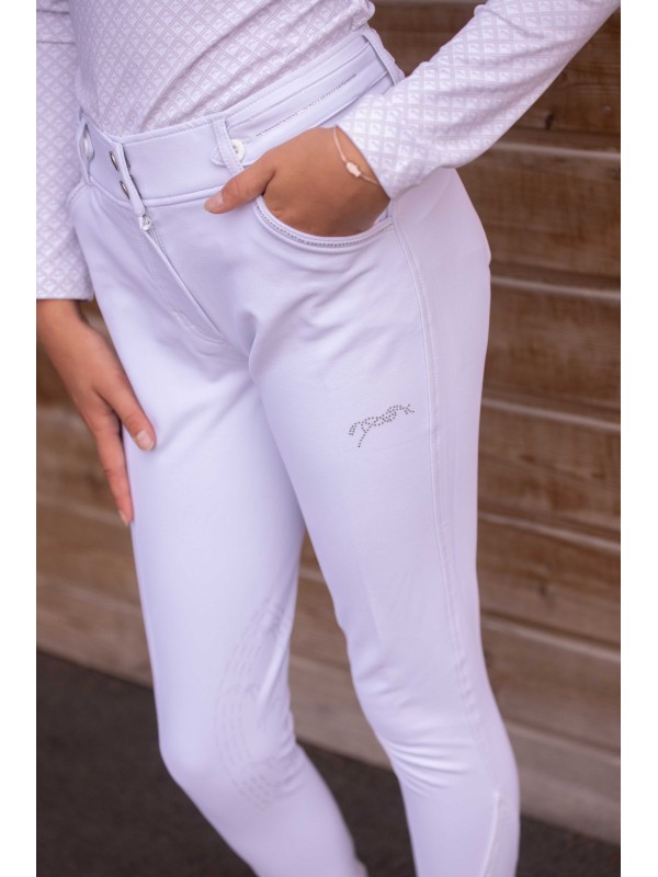 PANTALON D'EQUITATION "ELEGANCE" GRIP GENOU BLANC PENELOPE