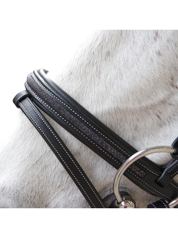 BRIDON CHEVAL EN CUIR STRASS AACHEN TETIERE ANATOMIQUE FLAGS AND CUP
