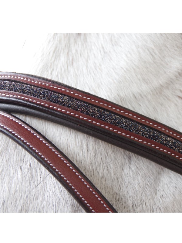 BRIDON CHEVAL EN CUIR STRASS AACHEN TETIERE ANATOMIQUE FLAGS AND CUP