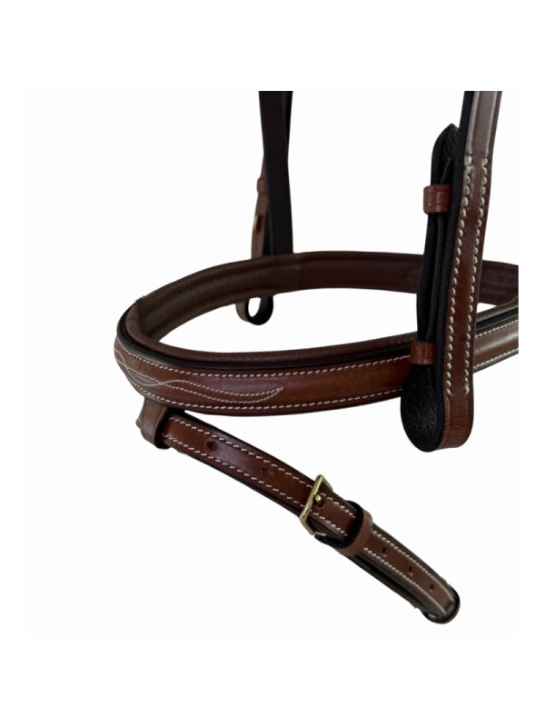 BRIDON CHEVAL EN CUIR, SURPIQUURE "KESSEL" TDET