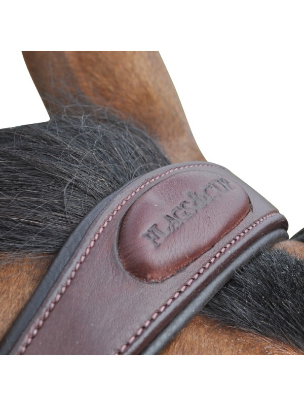 BRIDON EN CUIR COMBINE " KITSI " FLAG&CUP
