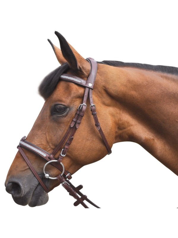 BRIDON EN CUIR COMBINE " KITSI " FLAG&CUP